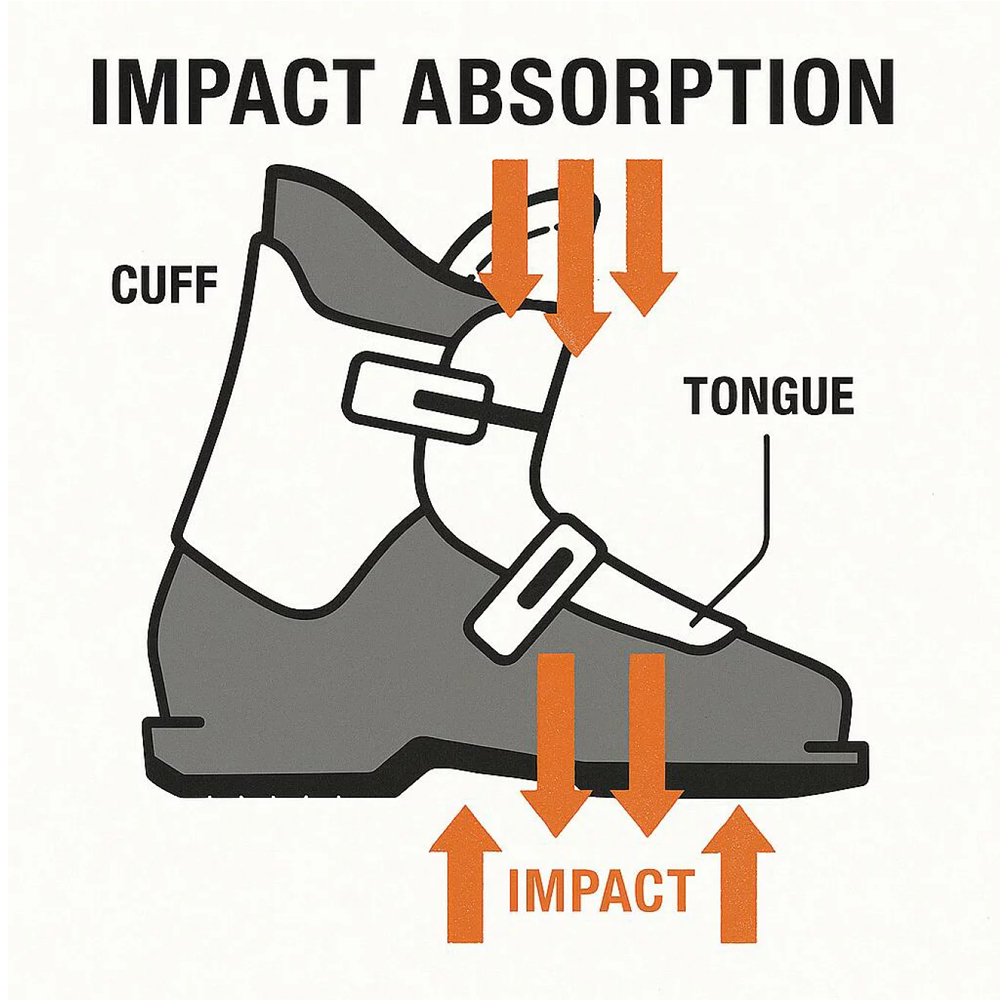 3ピース構造スキーブーツの構造図解イメージ