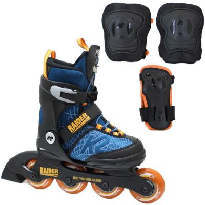 [正規品 無料ラッピング可]インラインスケート ジュニア K2 ケーツー RAIDER PRO PACK ブルー×オレンジ 3点プロテクター付 I220203301 レイダープロパック 日本正規品 保証書あり 子供用  【キッズ 子供用・プレゼ