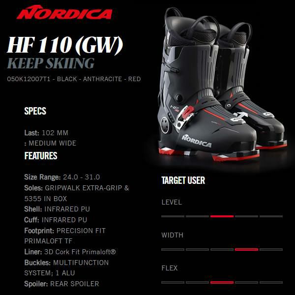 ノルディカ スキーブーツ 2023 NORDICA HF 110 GW グリップウォーク