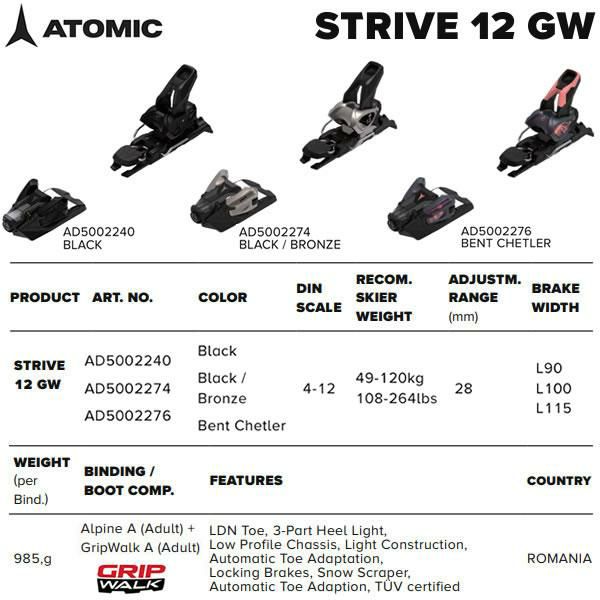 アトミック ビンディング STRIVE 12 GW Black (AD5002240