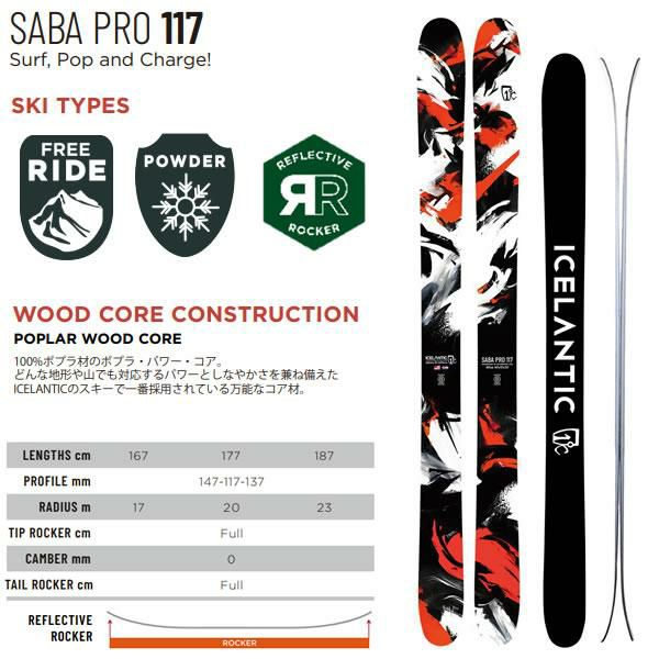 ICELANTIC アイスランティック スキー 2024 SABA PRO 117 スキー板 単品 （板のみ）23-24 サバプロ117 パウダー  ファットスキー【L2】【代引不可】