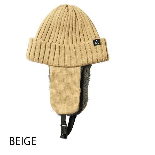 ebs エビス ビーニー ニットキャップ RIB FLAP 耳当て ボアフリース