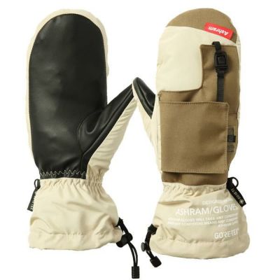 スノーボード グローブ ミトン アシュラム グローブ ゴアテックス MOB. MITT / beige スマホ装着可能 (23-24 2024)GORE-TEX ashram グローブ【C1】