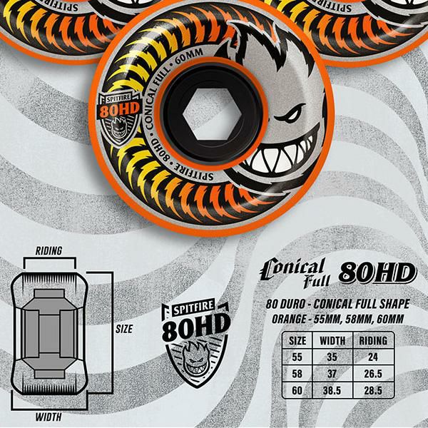 スケボー ソフトウィール SPITFIRE 80HD FADE ORANGE CONICAL