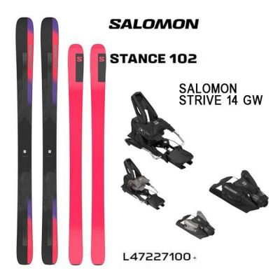 サロモン スキー板  SALOMON STANCE 102 (24-25 2025) + 25 サロモン STRIVE 14 GW 115mmブレーキ【L2】【代引不可】