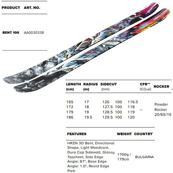 アトミック スキー板 BENT 100 (24-25 2025) + 25 マーカー GRIFFON 13