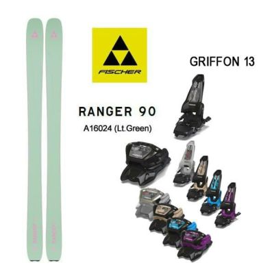 フィッシャー スキー板 (24-25 2025) RANGER 90 ライトグリーン  + 25 マーカー GRIFFON 13 90mmブレーキ fischer ski  【L2】【代引不可】
