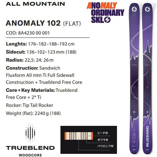 ブリザード スキー板 (24-25 2025) ANOMALY 102 + 25 マーカー SQUIRE
