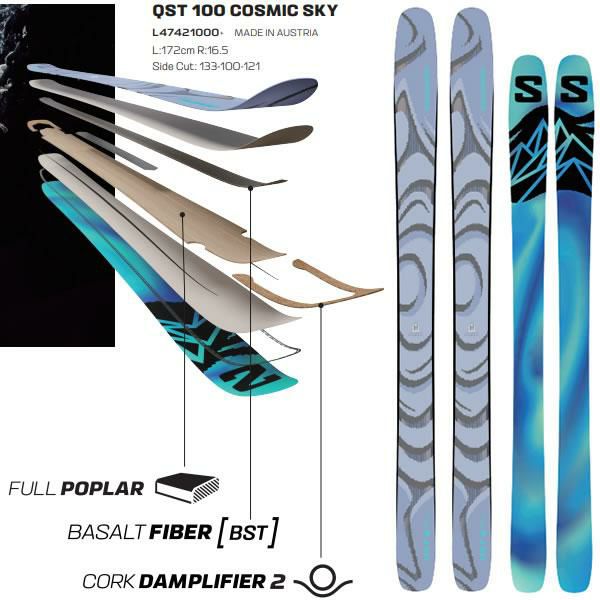 サロモン スキー板 2026 QST 100 COSMIC SKY スキー板 単品 (板のみ
