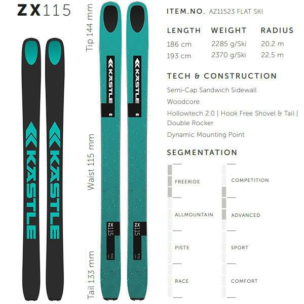 トランポリン用スキー KASTLE フリーライドスキー ZX 115 (25-26 2026) + 26 サロモン