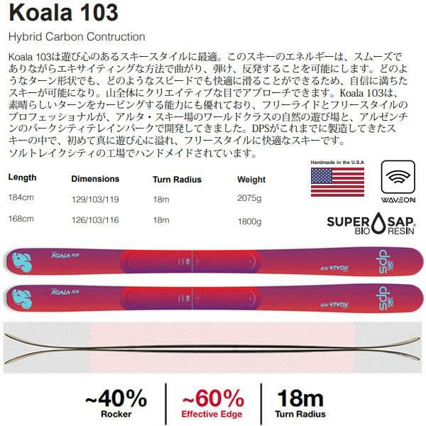 ファントム加工済 dps スキー板 KOALA 103 (25-26 2026) + 26 マーカー