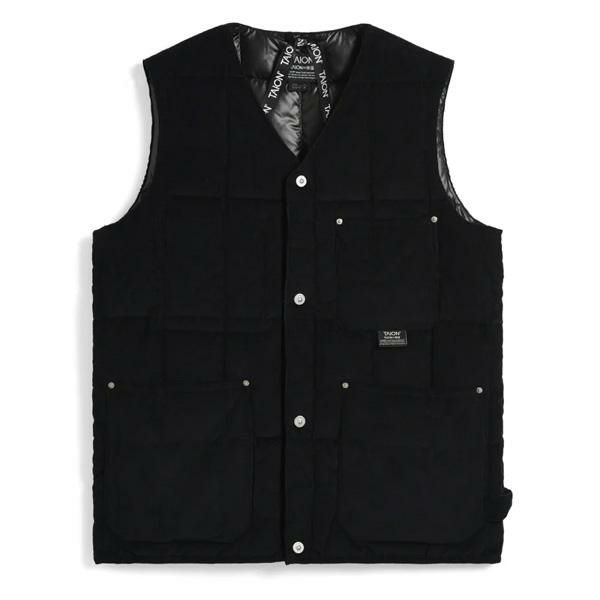 タイオン ダウンベスト ワーク Vネックボタン コーデュロイ / ブラック